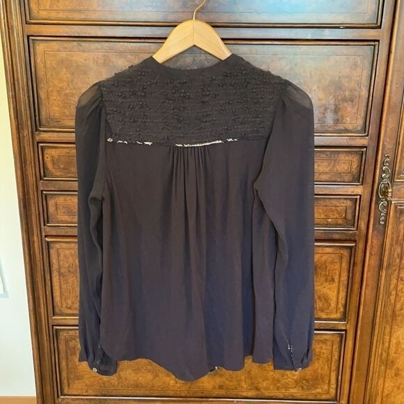 Anthropologie Tiny black long sleeve top with lace overlay - Picture 6 of 11